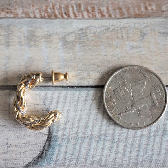 VTG Monet Half Hoop Gold Silver Stud Earrings - Picture 4 of 5